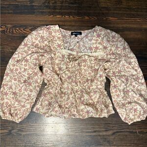 Alice Blue Floral Blouse in Pink and Cream